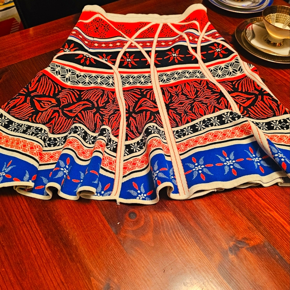 Vintage Diane von Furstenberg hi‎ waisted tribal boho skirt